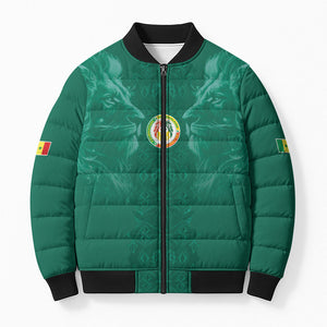 Custom Senegal Football Bomber Puffer Jacket Lions Of Teranga Sporty Style
