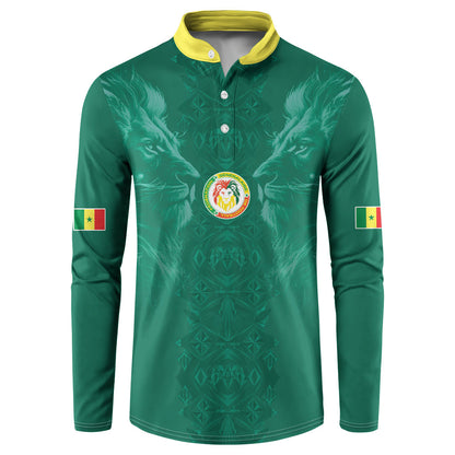 Custom Senegal Football Button Sweatshirt Lions Of Teranga Sporty Style