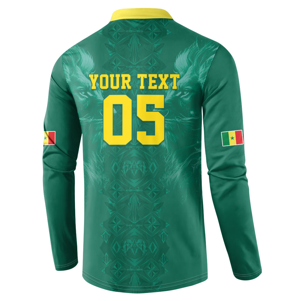 Custom Senegal Football Button Sweatshirt Lions Of Teranga Sporty Style