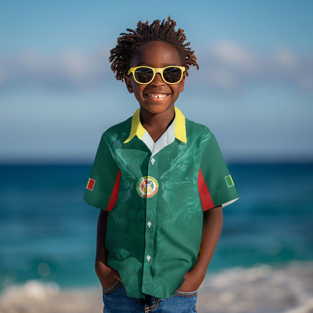 Custom Senegal Football Kid Hawaiian Shirt Lions Of Teranga Sporty Style