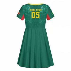 Custom Senegal Football Kid Short Sleeve Dress Lions Of Teranga Sporty Style