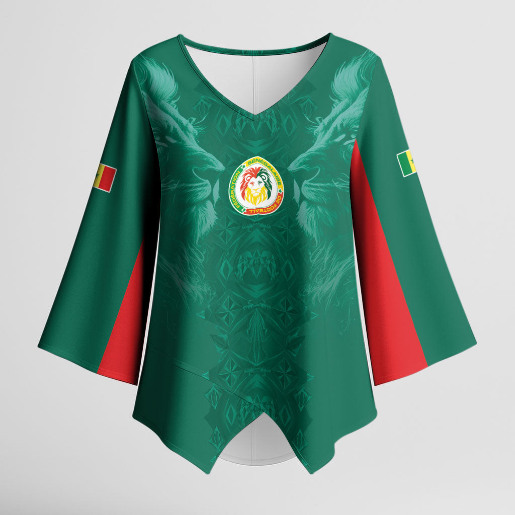 Custom Senegal Football Kimono Sleeve Blouse Lions Of Teranga Sporty Style