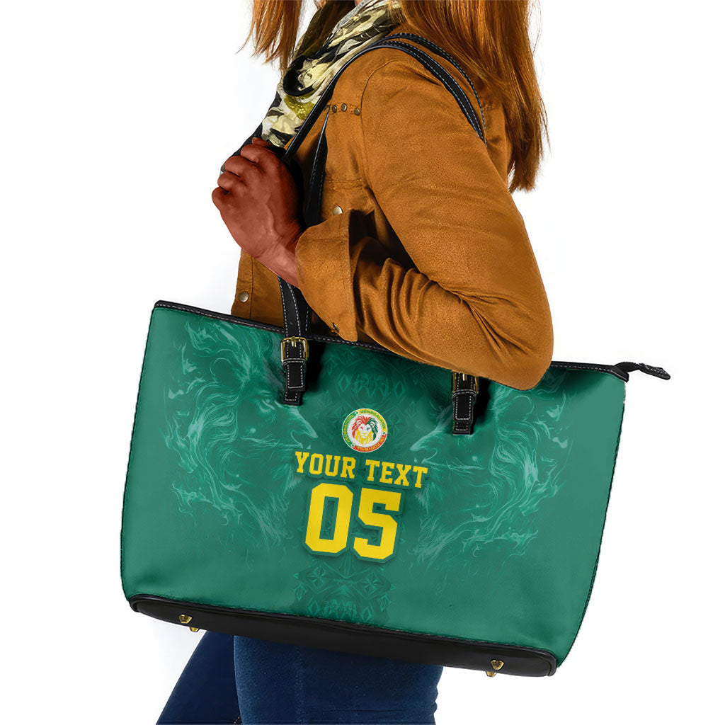 Custom Senegal Football Leather Tote Bag Lions Of Teranga Sporty Style