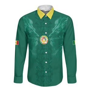 Custom Senegal Football Long Sleeve Button Shirt Lions Of Teranga Sporty Style