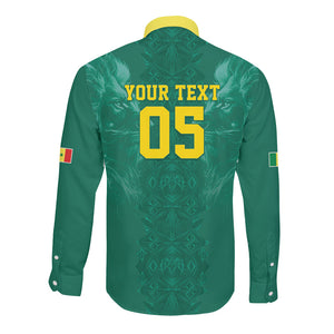 Custom Senegal Football Long Sleeve Button Shirt Lions Of Teranga Sporty Style
