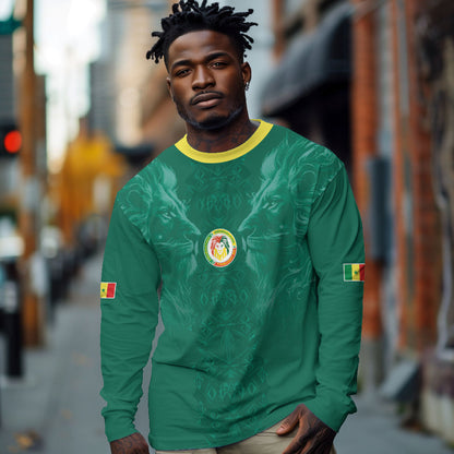Custom Senegal Football Long Sleeve Shirt Lions Of Teranga Sporty Style
