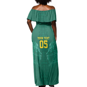 Custom Senegal Football Off Shoulder Maxi Dress Lions Of Teranga Sporty Style