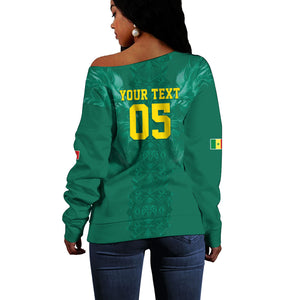 Custom Senegal Football Off Shoulder Sweater Lions Of Teranga Sporty Style