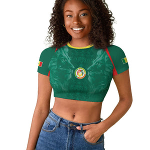 Custom Senegal Football Raglan Cropped T shirt Lions Of Teranga Sporty Style