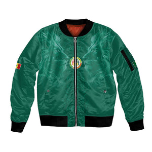 Custom Senegal Football Sleeve Zip Bomber Jacket Lions Of Teranga Sporty Style