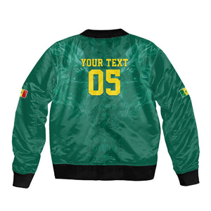Custom Senegal Football Sleeve Zip Bomber Jacket Lions Of Teranga Sporty Style