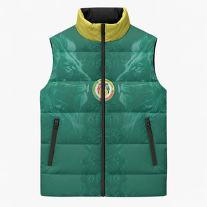 Custom Senegal Football Sleeveless Puffer Jacket Lions Of Teranga Sporty Style