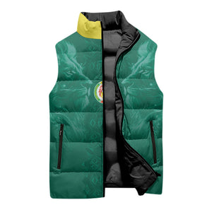 Custom Senegal Football Sleeveless Puffer Jacket Lions Of Teranga Sporty Style