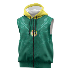 Custom Senegal Football Sleeveless Zip Hoodie Lions Of Teranga Sporty Style