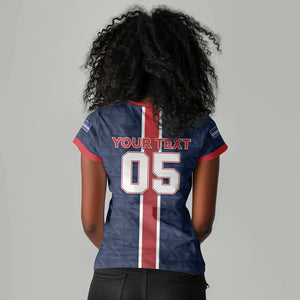Custom Vozinha Goalkeeper Hero Cabo Verde Football 2026 Women V-Neck T-Shirt
