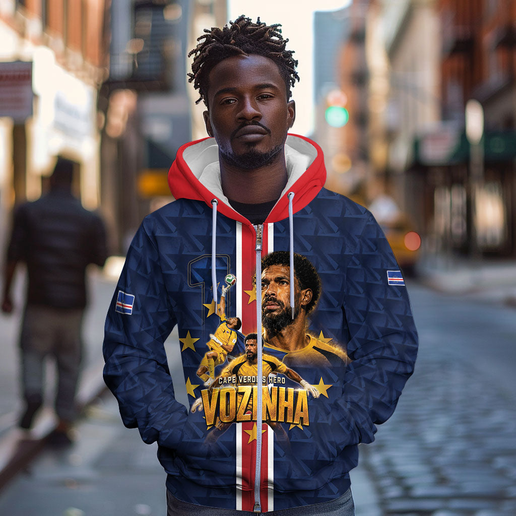 Custom Vozinha Goalkeeper Hero Cabo Verde Football 2026 Zip Hoodie