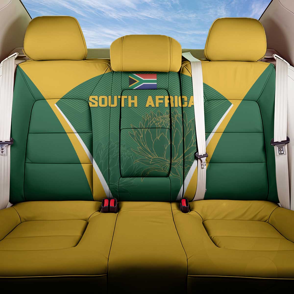 South Africa Cricket Back Car Seat Cover Go Champions Protea Pattern