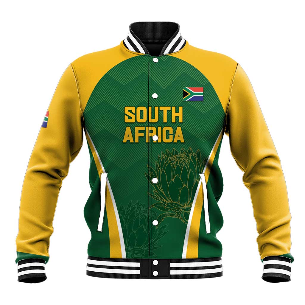 Custom South Africa Cricket Baseball Jacket Go Champions Protea Pattern