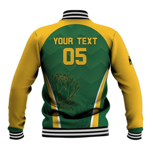 Custom South Africa Cricket Baseball Jacket Go Champions Protea Pattern
