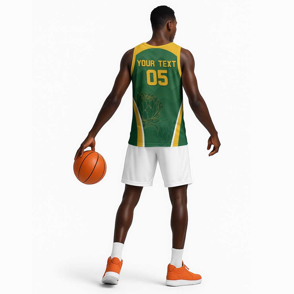 Custom South Africa Cricket Basketball Jersey Go Champions Protea Pattern LT05