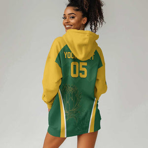 Custom South Africa Cricket Hoodie Dress Go Champions Protea Pattern