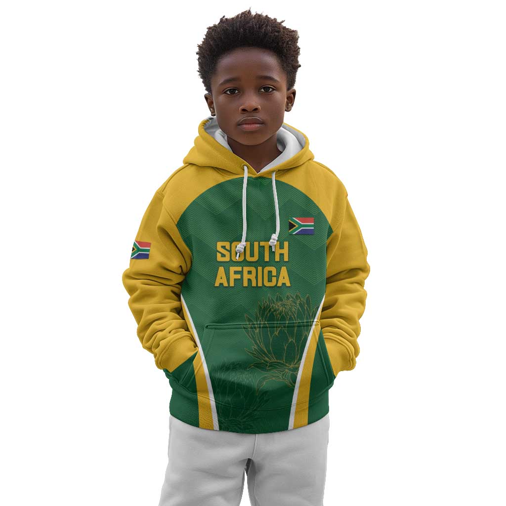 Custom South Africa Cricket Kid Hoodie Go Champions Protea Pattern