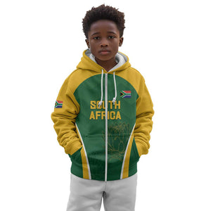 Custom South Africa Cricket Kid Hoodie Go Champions Protea Pattern