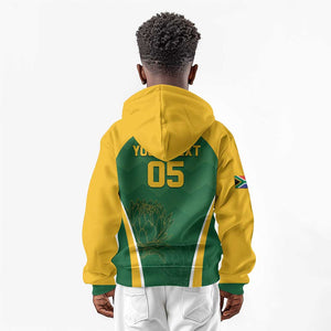 Custom South Africa Cricket Kid Hoodie Go Champions Protea Pattern