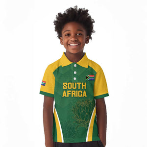 Custom South Africa Cricket Kid Polo Shirt Go Champions Protea Pattern