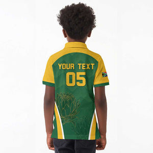 Custom South Africa Cricket Kid Polo Shirt Go Champions Protea Pattern