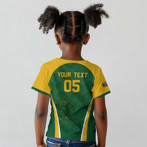 Custom South Africa Cricket Kid T shirt Go Champions Protea Pattern