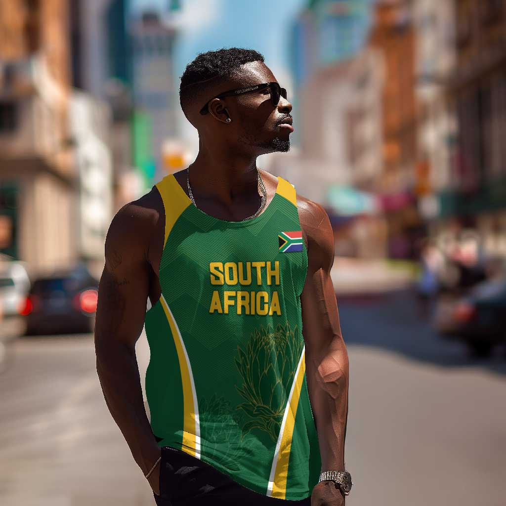 Custom South Africa Cricket Men Tank Top Go Champions Protea Pattern