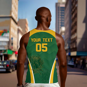 Custom South Africa Cricket Men Tank Top Go Champions Protea Pattern