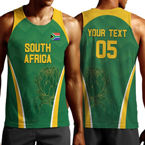 Custom South Africa Cricket Men Tank Top Go Champions Protea Pattern