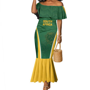 Custom South Africa Cricket Mermaid Dress Go Champions Protea Pattern