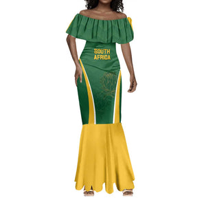 Custom South Africa Cricket Mermaid Dress Go Champions Protea Pattern