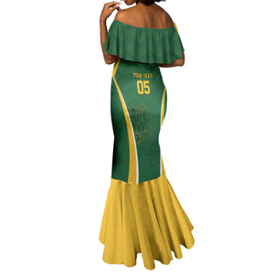 Custom South Africa Cricket Mermaid Dress Go Champions Protea Pattern