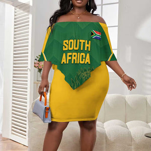 Custom South Africa Cricket Off Shoulder Short Dress Go Champions Protea Pattern