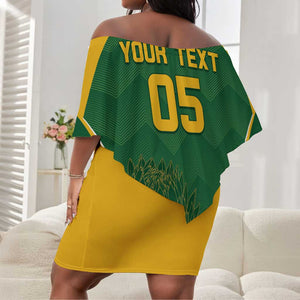 Custom South Africa Cricket Off Shoulder Short Dress Go Champions Protea Pattern