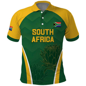 Custom South Africa Cricket Polo Shirt Go Champions Protea Pattern