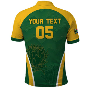 Custom South Africa Cricket Polo Shirt Go Champions Protea Pattern