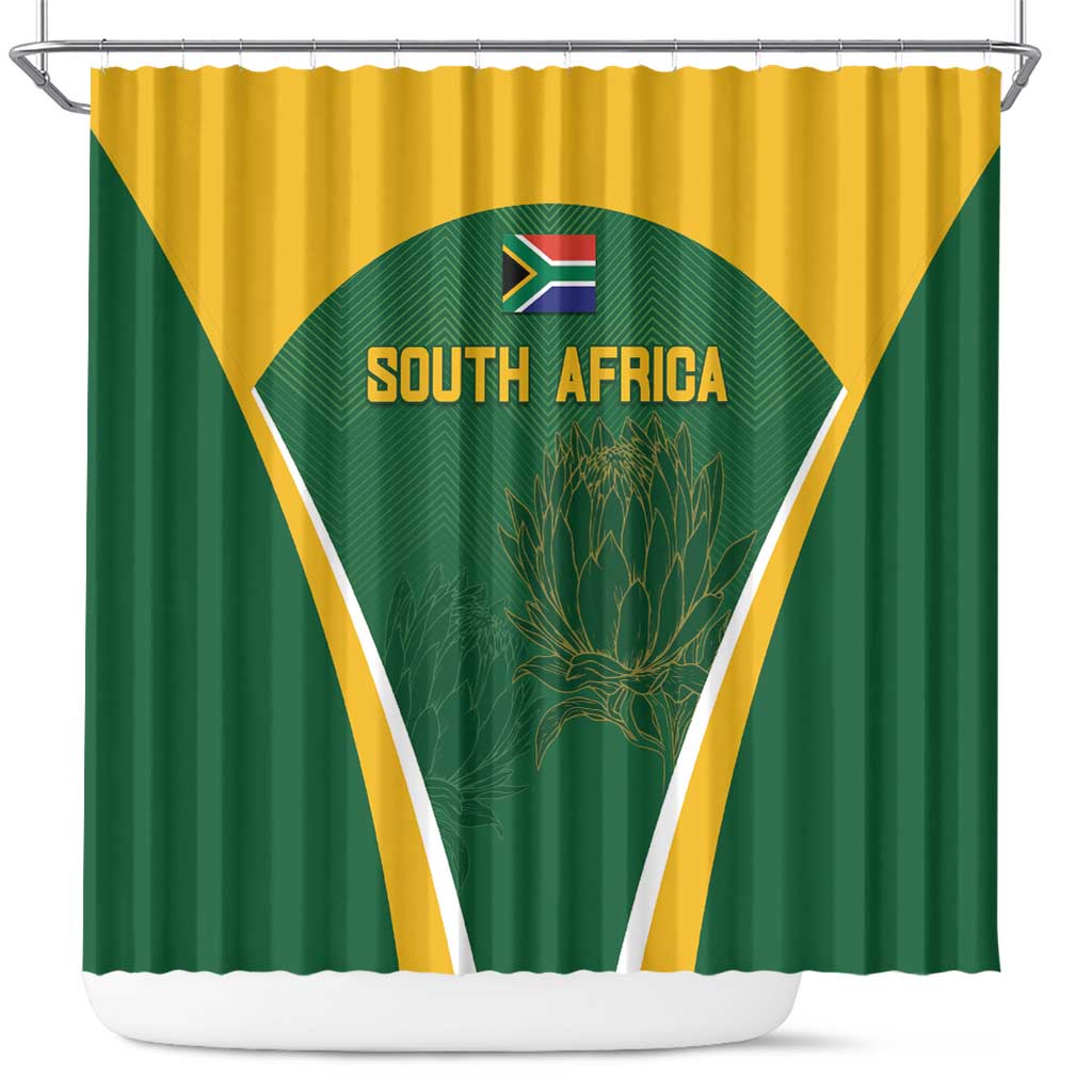 South Africa Cricket Shower Curtain Go Champions Protea Pattern