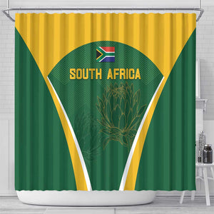 South Africa Cricket Shower Curtain Go Champions Protea Pattern