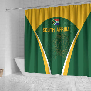 South Africa Cricket Shower Curtain Go Champions Protea Pattern