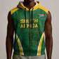 Custom South Africa Cricket Sleeveless Zip Hoodie Go Champions Protea Pattern - African Pride