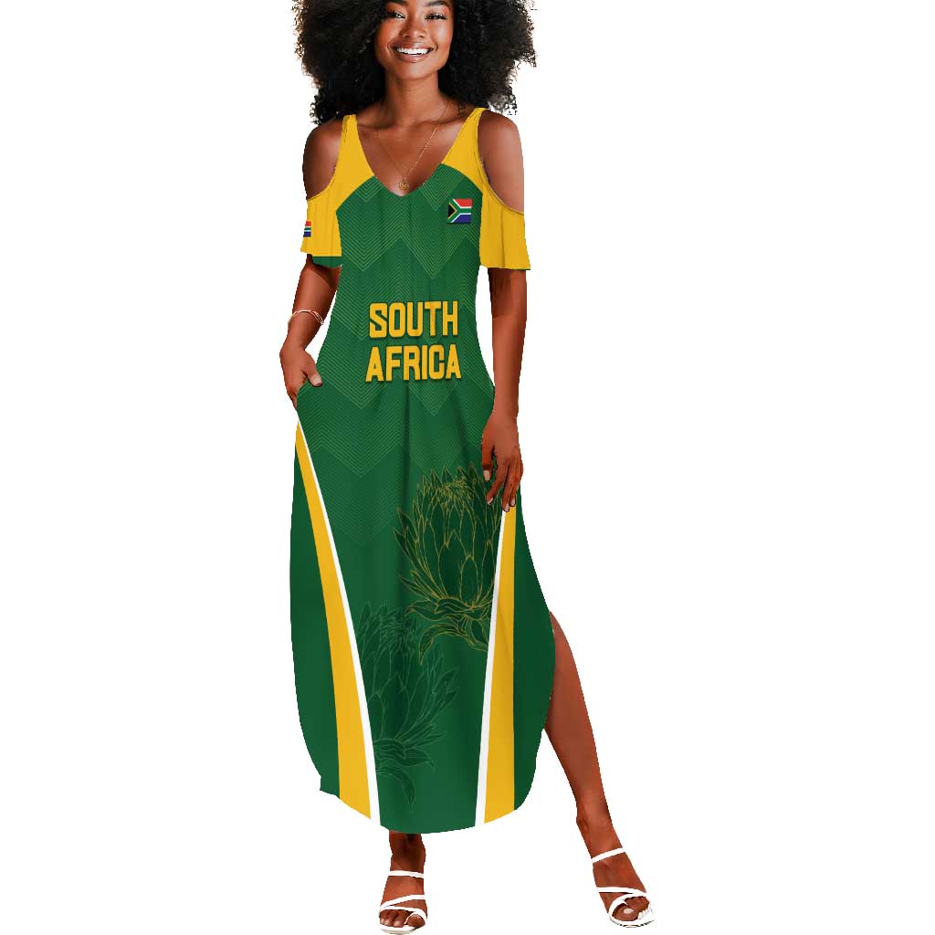 Custom South Africa Cricket Summer Maxi Dress Go Champions Protea Pattern