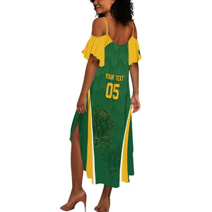 Custom South Africa Cricket Summer Maxi Dress Go Champions Protea Pattern