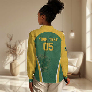 Custom South Africa Cricket Women Casual Shirt Go Champions Protea Pattern LT05