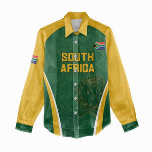 Custom South Africa Cricket Women Casual Shirt Go Champions Protea Pattern