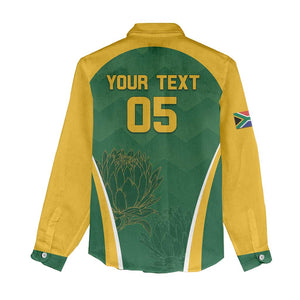 Custom South Africa Cricket Women Casual Shirt Go Champions Protea Pattern